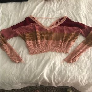 Off the shoulder cropped sweater